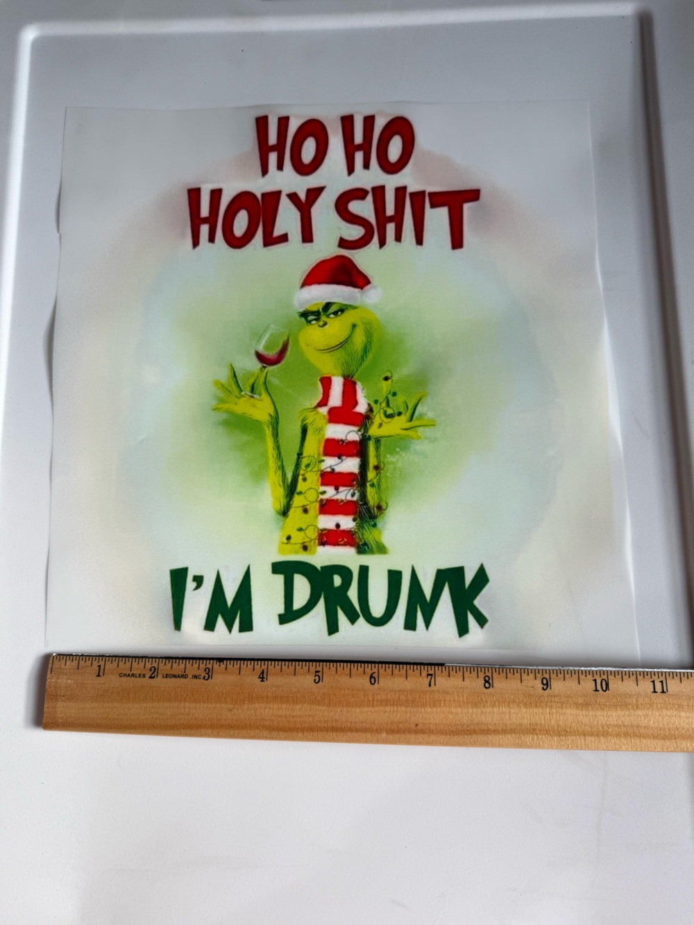Holiday Grinch Drink Iron on Transfer- Green